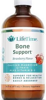 Cal-Mag 600mg Calcium Citrate Bone Support Liquid Supplement Strawberry Flavor with Magnesium Citrate & Vitamin D3