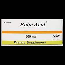 FOLIC ACID 500 MCG 20 TAB