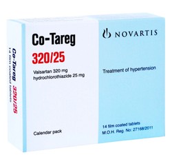 Co-Tareg 320mg Valsartan & 25mg Hydrochlorothiazide for Hypertension